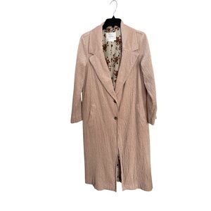 Anthropologie Soft Textured Pink Long Trench Coat Sz 6
